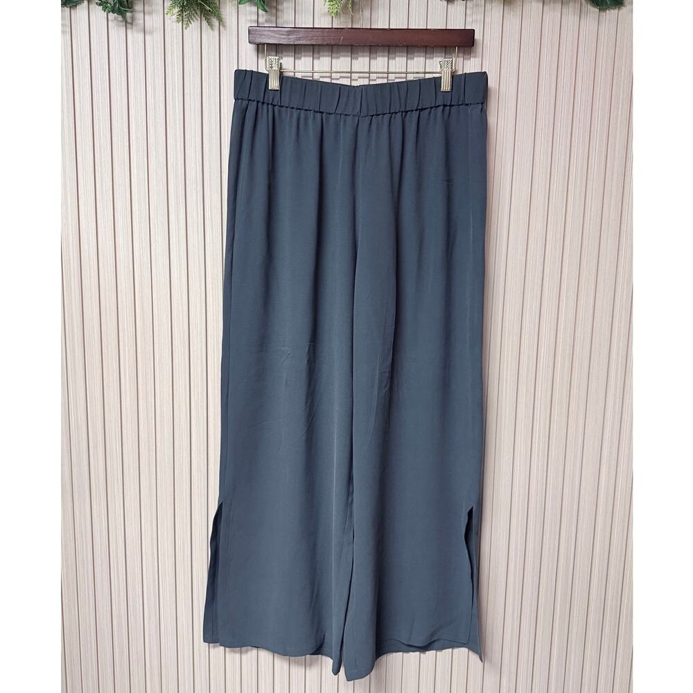 Eileen Fisher 100% Silk Georgette Crepe Wide Ankle Pants Size M